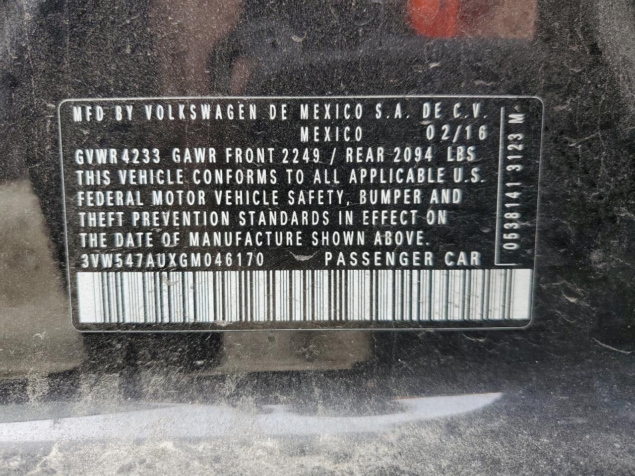 3VW547AUXGM046170 2016 Volkswagen Gti S/Se