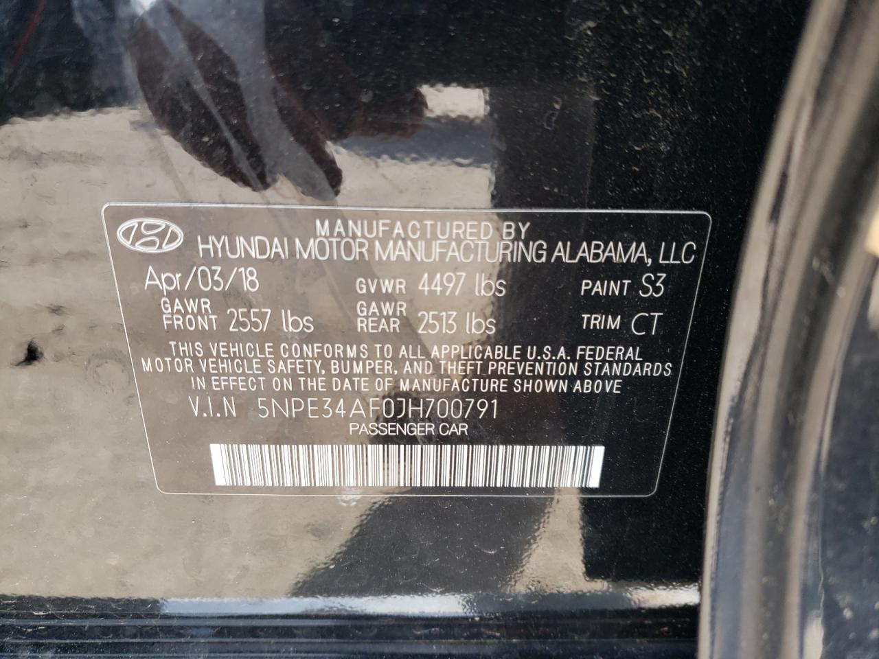 5NPE34AF0JH700791 2018 Hyundai Sonata Sport