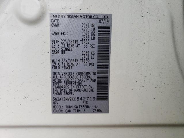 2019 Nissan Rogue S VIN: 5N1AT2MV2KC842719 Lot: 54228464