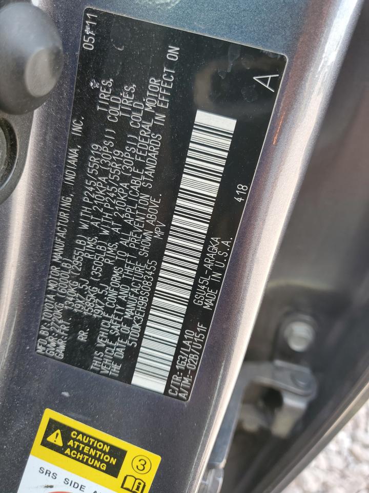 5TDDK3EH9BS083455 2011 Toyota Highlander Limited