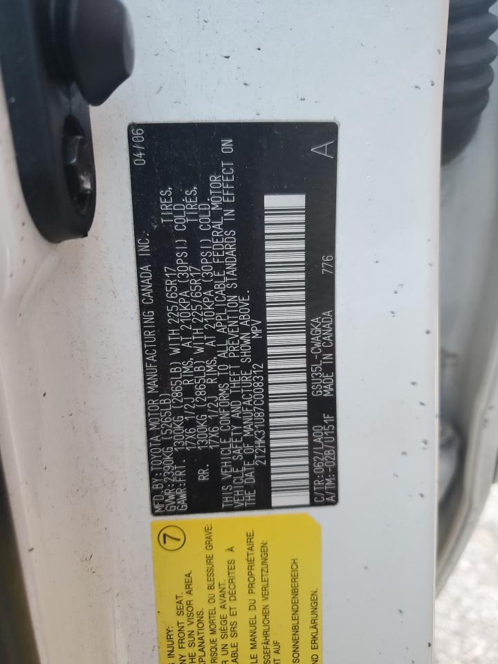 2T2HK31U87C008312 2007 Lexus Rx 350