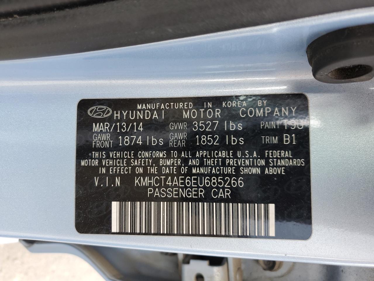 KMHCT4AE6EU685266 2014 Hyundai Accent Gls