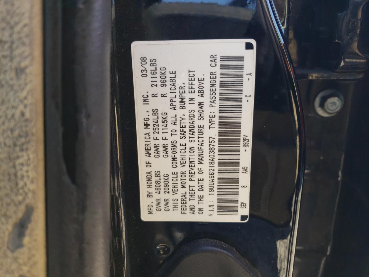 19UUA66218A038757 2008 Acura Tl