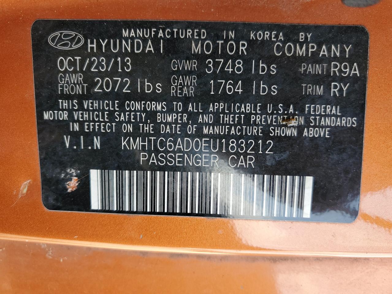 KMHTC6AD0EU183212 2014 Hyundai Veloster