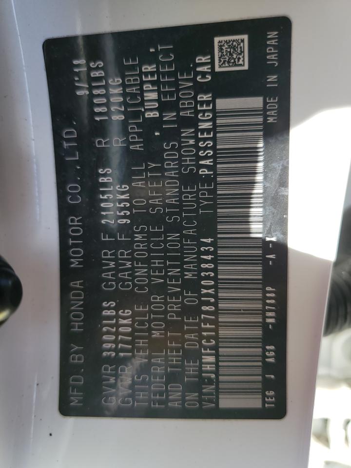 JHMFC1F78JX038434 2018 Honda Civic Exl
