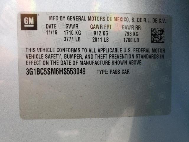 2017 Chevrolet Cruze Ls VIN: 3G1BC5SM6HS553049 Lot: 53578014