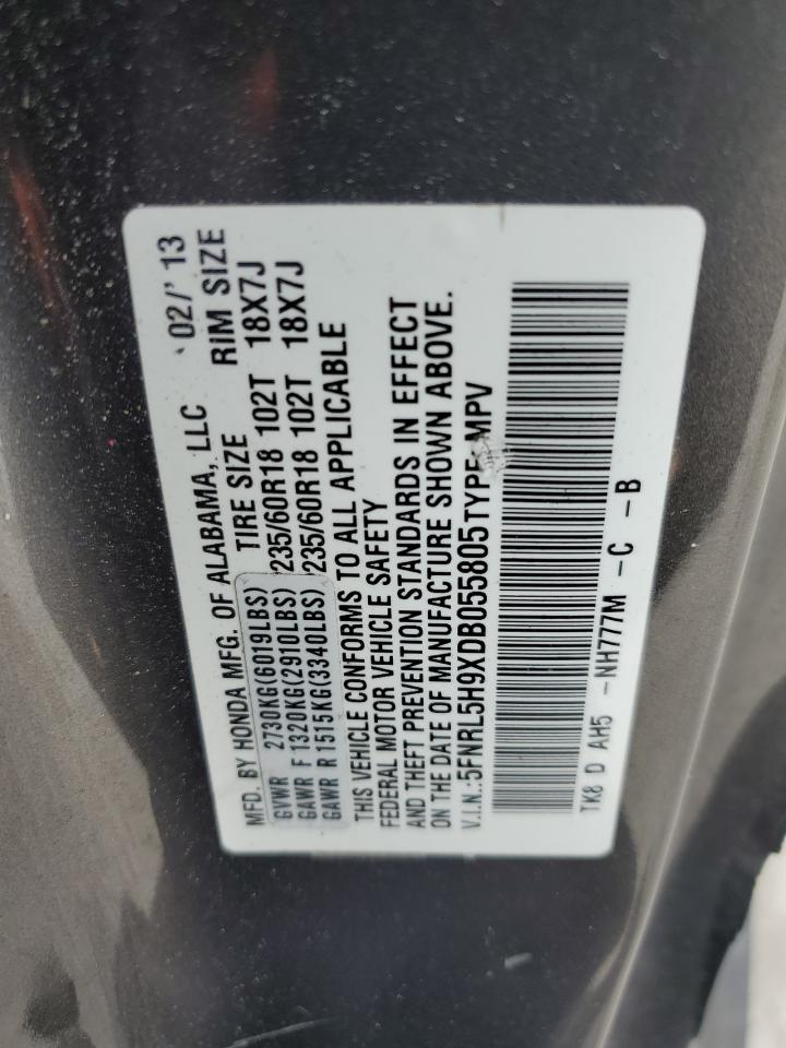 5FNRL5H9XDB055805 2013 Honda Odyssey Touring