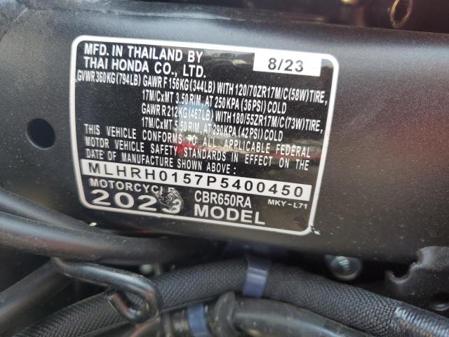 2023 HONDA CBR650 RA MLHRH0157P5400450