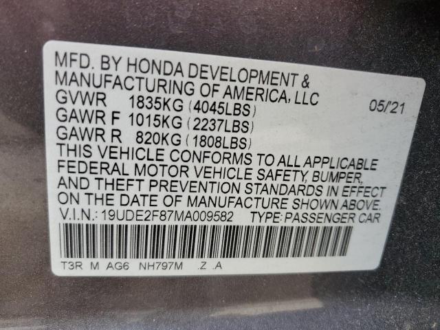 2021 Acura Ilx Premium A-Spec VIN: 19UDE2F87MA009582 Lot: 54962084