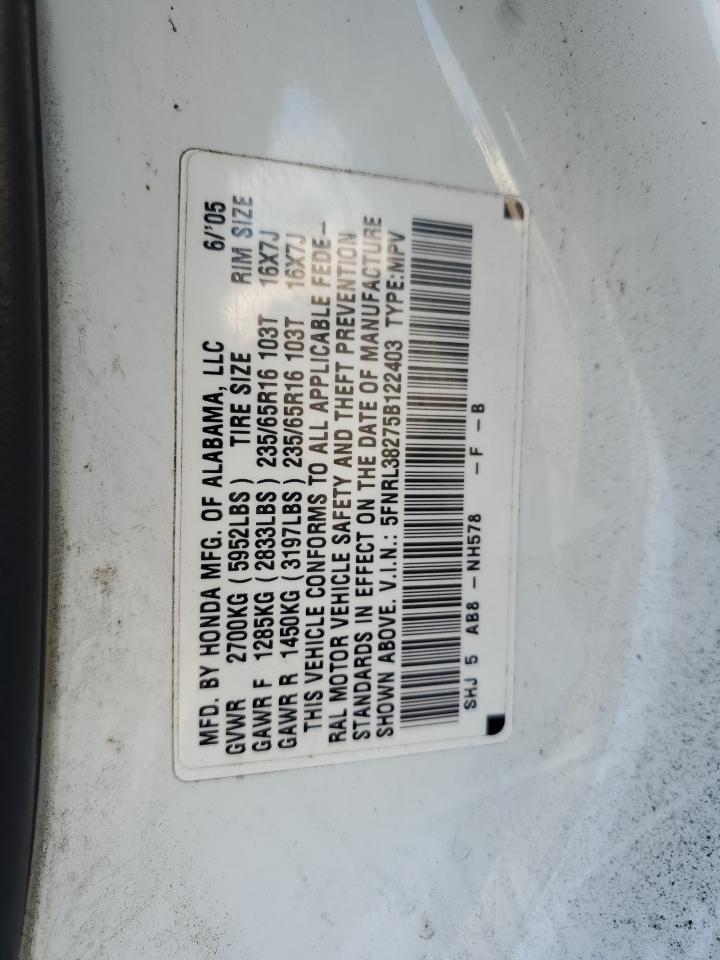 5FNRL38275B122403 2005 Honda Odyssey Lx