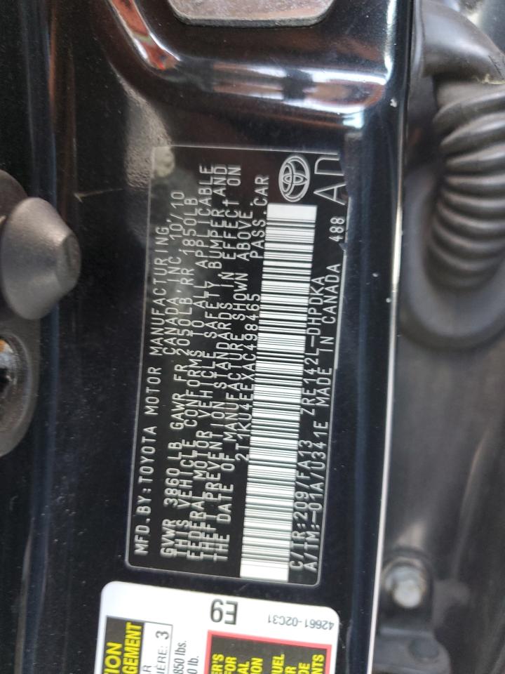 2T1KU4EEXAC498465 2010 Toyota Corolla Matrix