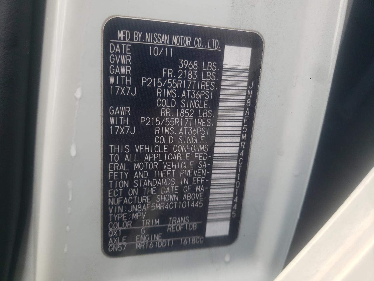 JN8AF5MR4CT101445 2012 Nissan Juke S