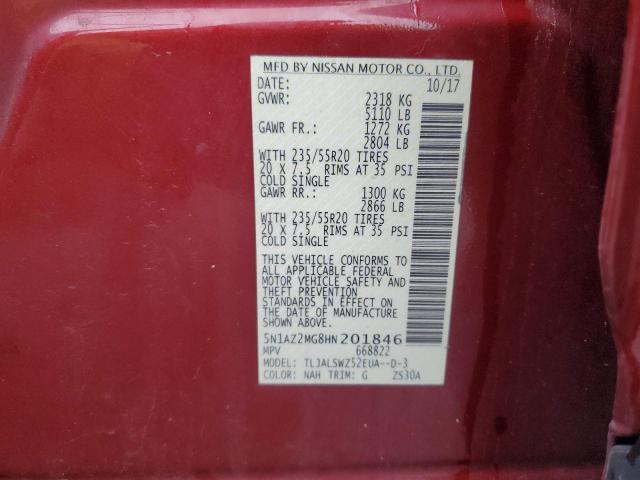 2017 Nissan Murano S VIN: 5N1AZ2MG8HN201846 Lot: 57384294