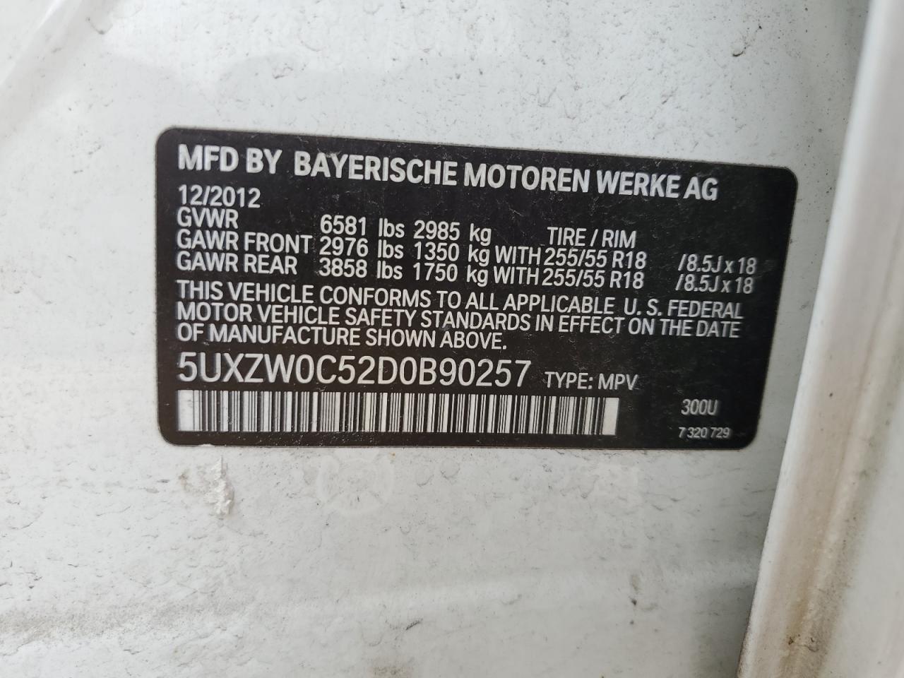 5UXZW0C52D0B90257 2013 BMW X5 xDrive35D
