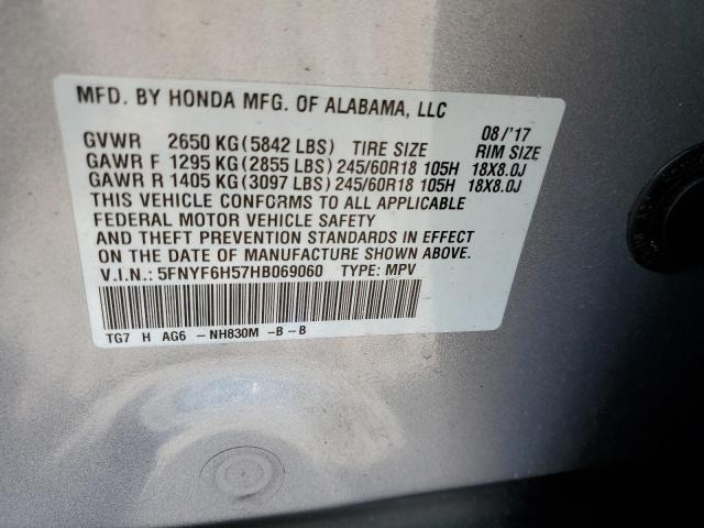 2017 Honda Pilot Exl VIN: 5FNYF6H57HB069060 Lot: 56919854