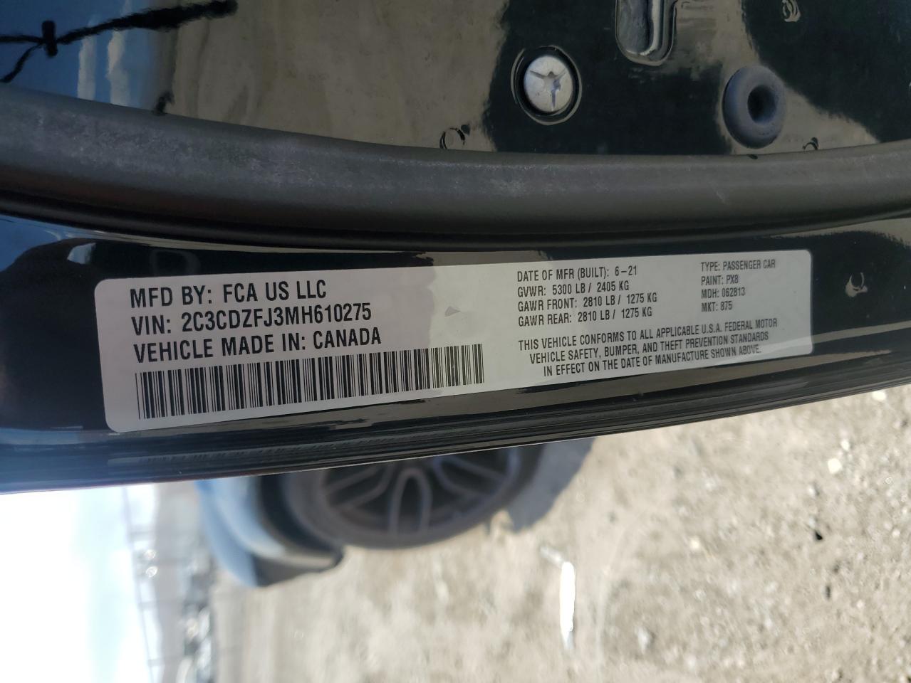 2C3CDZFJ3MH610275 2021 Dodge Challenger R/T Scat Pack