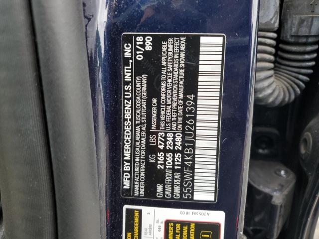 2018 Mercedes-Benz C 300 4Matic VIN: 55SWF4KB1JU261394 Lot: 54528684