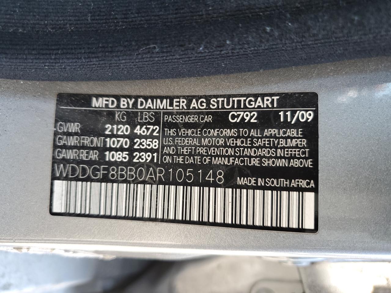 WDDGF8BB0AR105148 2010 Mercedes-Benz C 300 4Matic