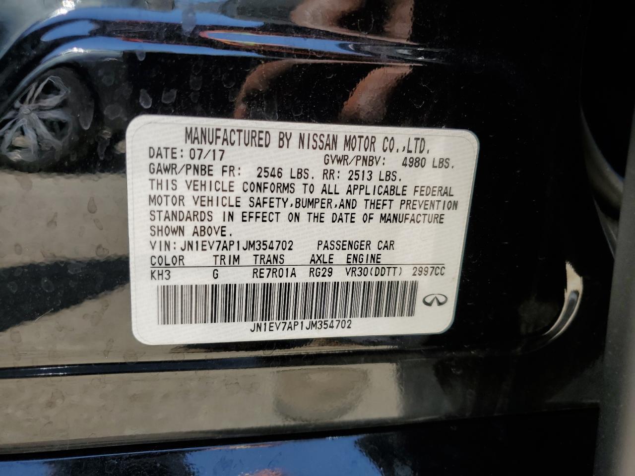 JN1EV7AP1JM354702 2018 Infiniti Q50 Luxe