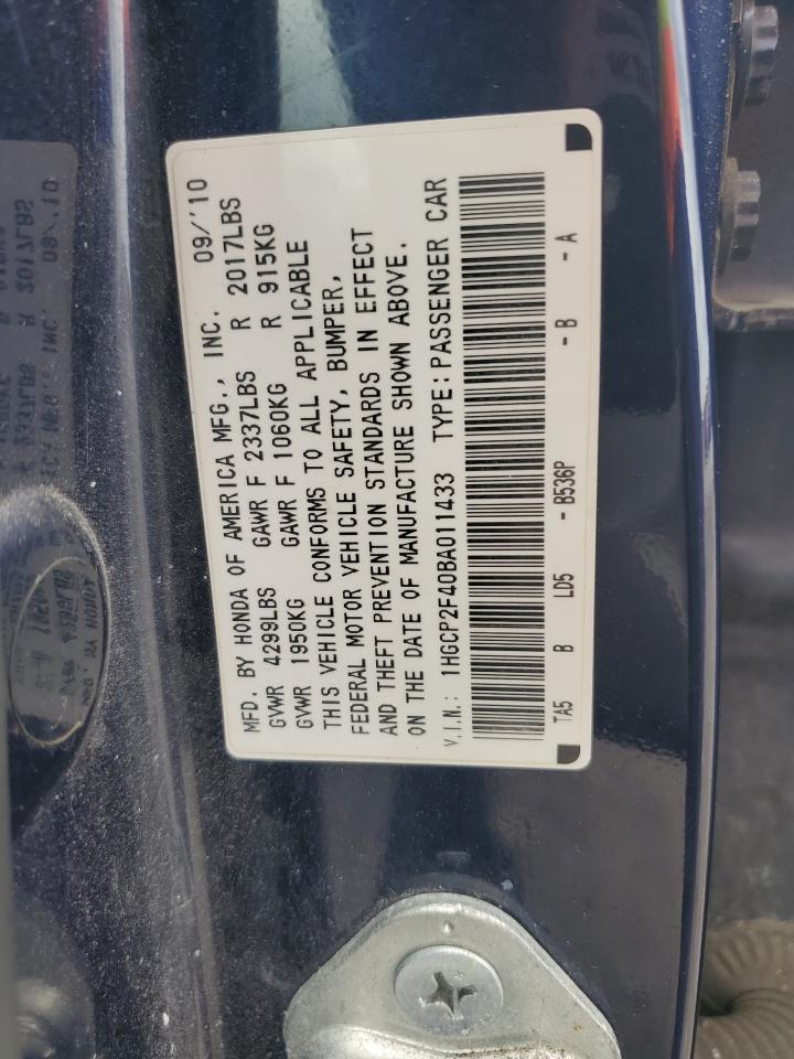 1HGCP2F40BA011433 2011 Honda Accord Lxp