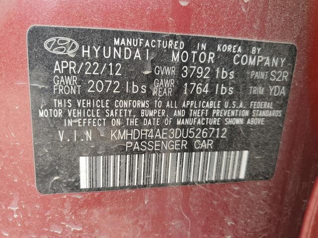 2013 Hyundai Elantra Gls VIN: KMHDH4AE3DU526712 Lot: 54072524
