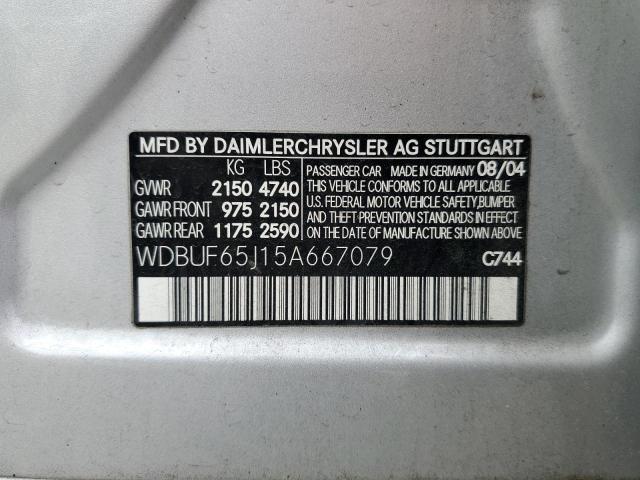 2005 Mercedes-Benz E 320 VIN: WDBUF65J15A667079 Lot: 56612334