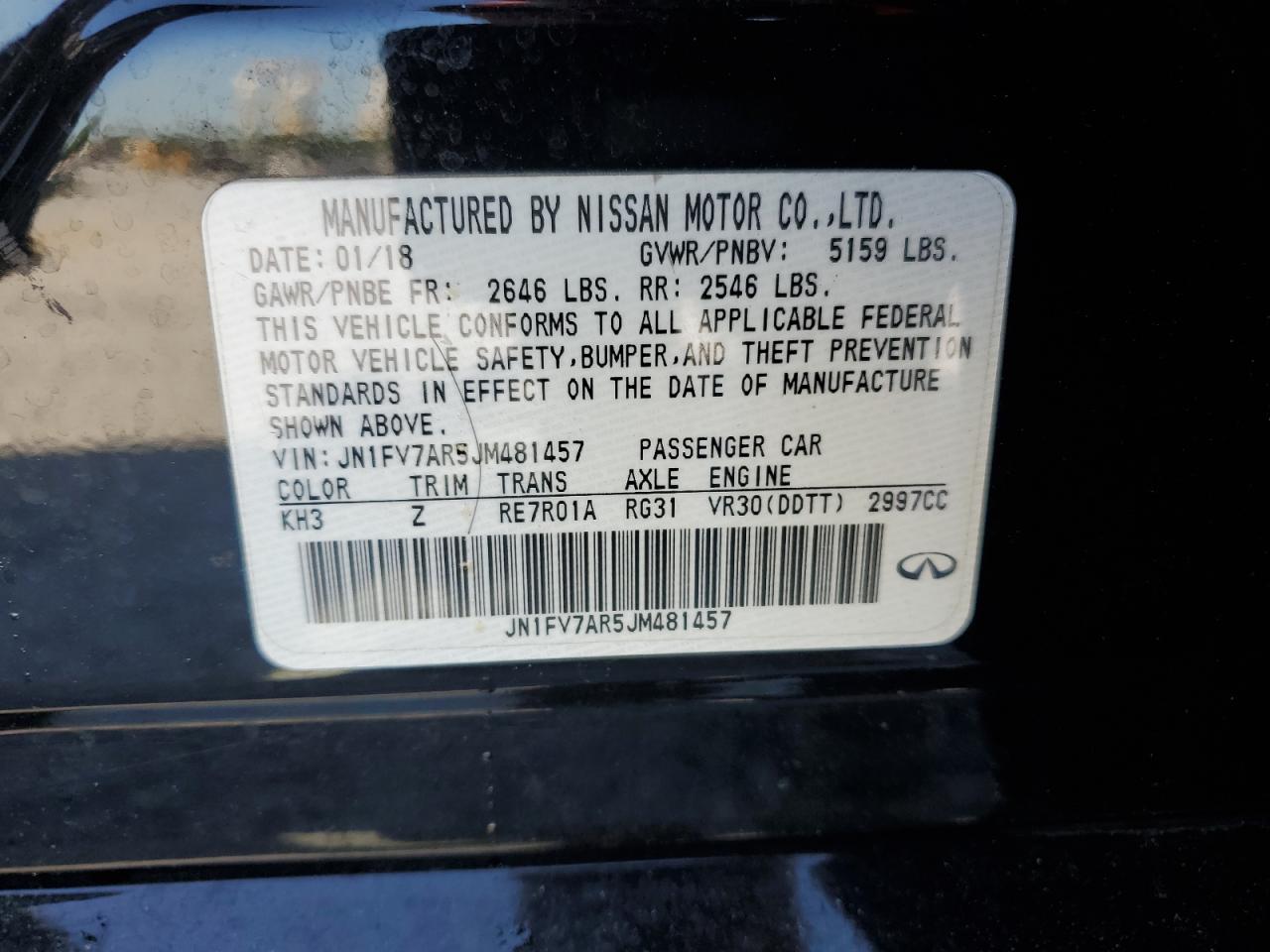 JN1FV7AR5JM481457 2018 Infiniti Q50 Red Sport 400