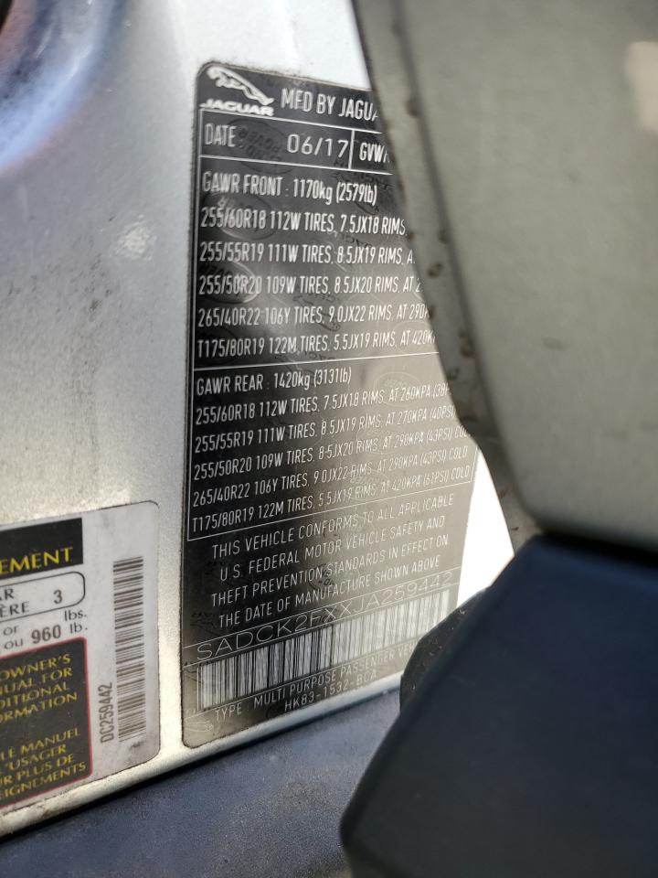 SADCK2FXXJA259442 2018 Jaguar F-Pace Prestige