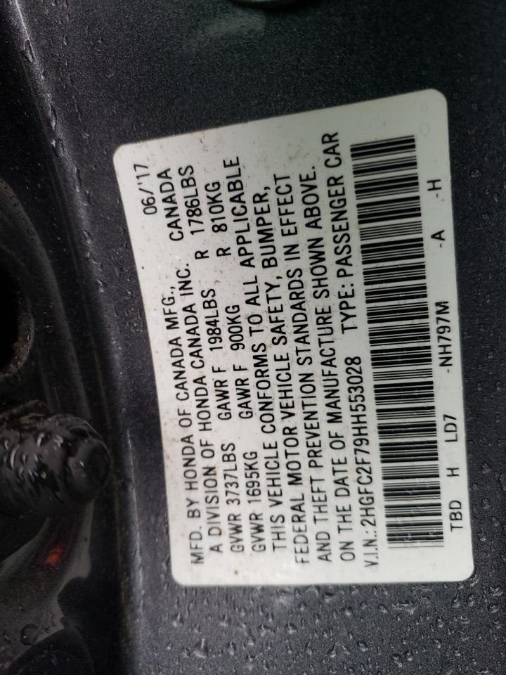 2HGFC2F79HH553028 2017 Honda Civic Ex