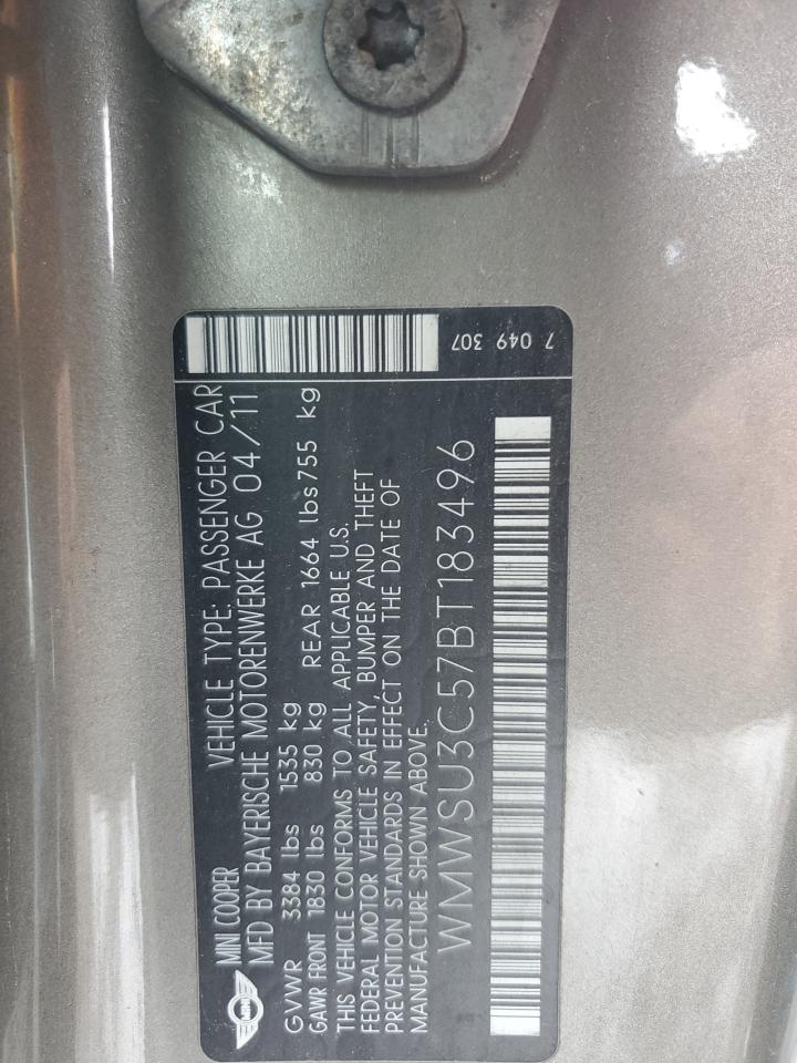 WMWSU3C57BT183496 2011 Mini Cooper