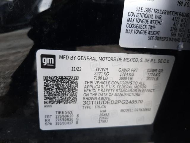 2023 GMC Sierra K1500 Slt VIN: 3GTUUDED2PG148570 Lot: 54689814