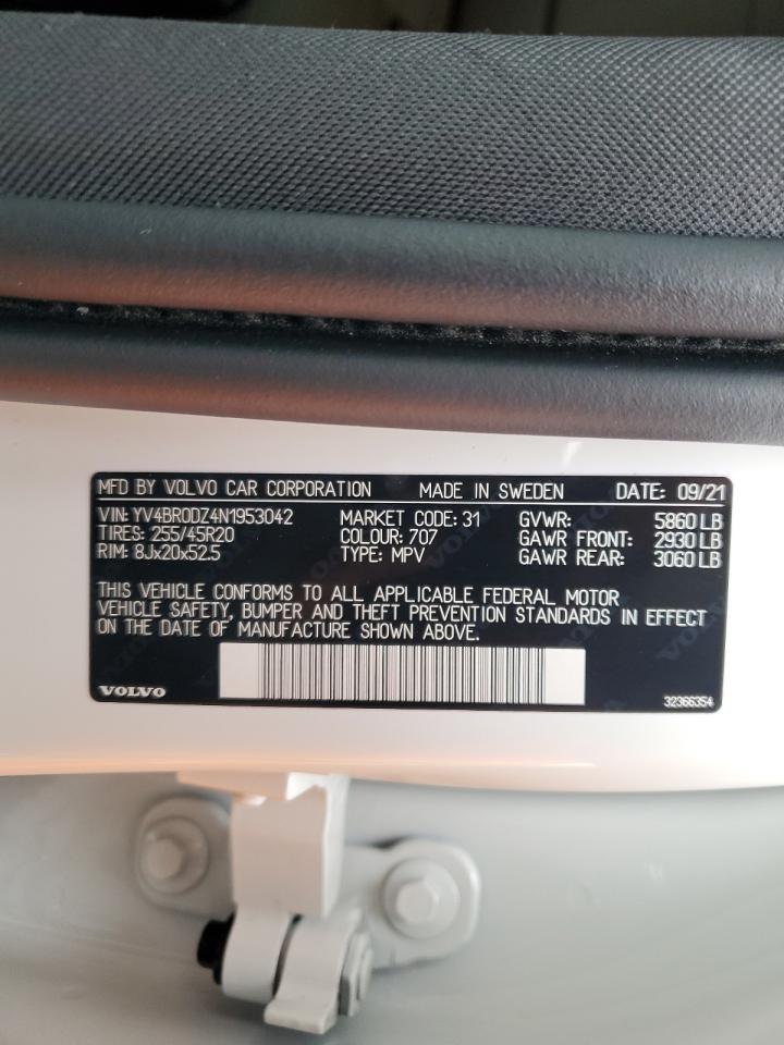 YV4BR0DZ4N1953042 2022 Volvo Xc60 T8 Recharge Inscription Express