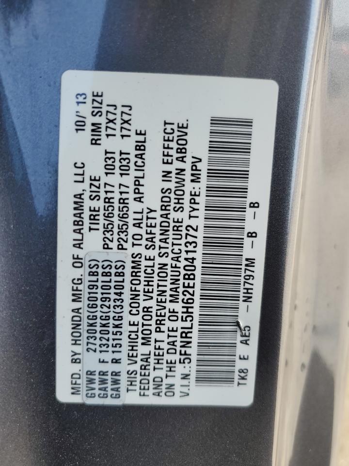 5FNRL5H62EB041372 2014 Honda Odyssey Exl