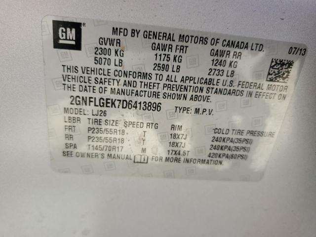 2013 Chevrolet Equinox Ltz VIN: 2GNFLGEK7D6413896 Lot: 55482654