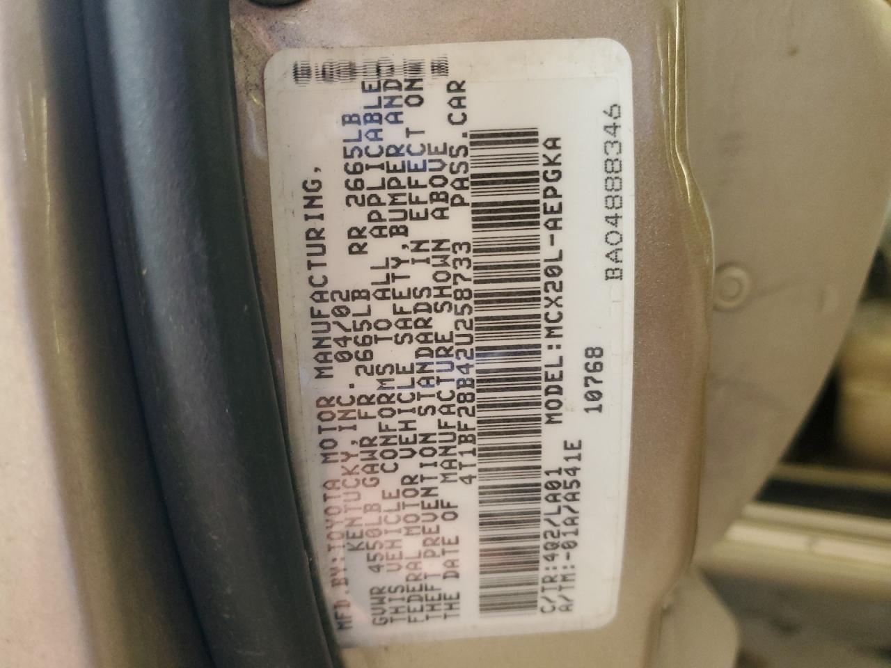 4T1BF28B42U258733 2002 Toyota Avalon Xl