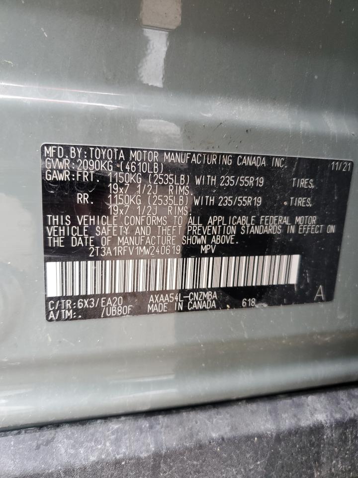 2T3A1RFV1MW240619 2021 Toyota Rav4 Xle Premium