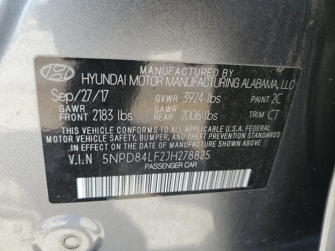 5NPD84LF2JH278825 2018 Hyundai Elantra Sel