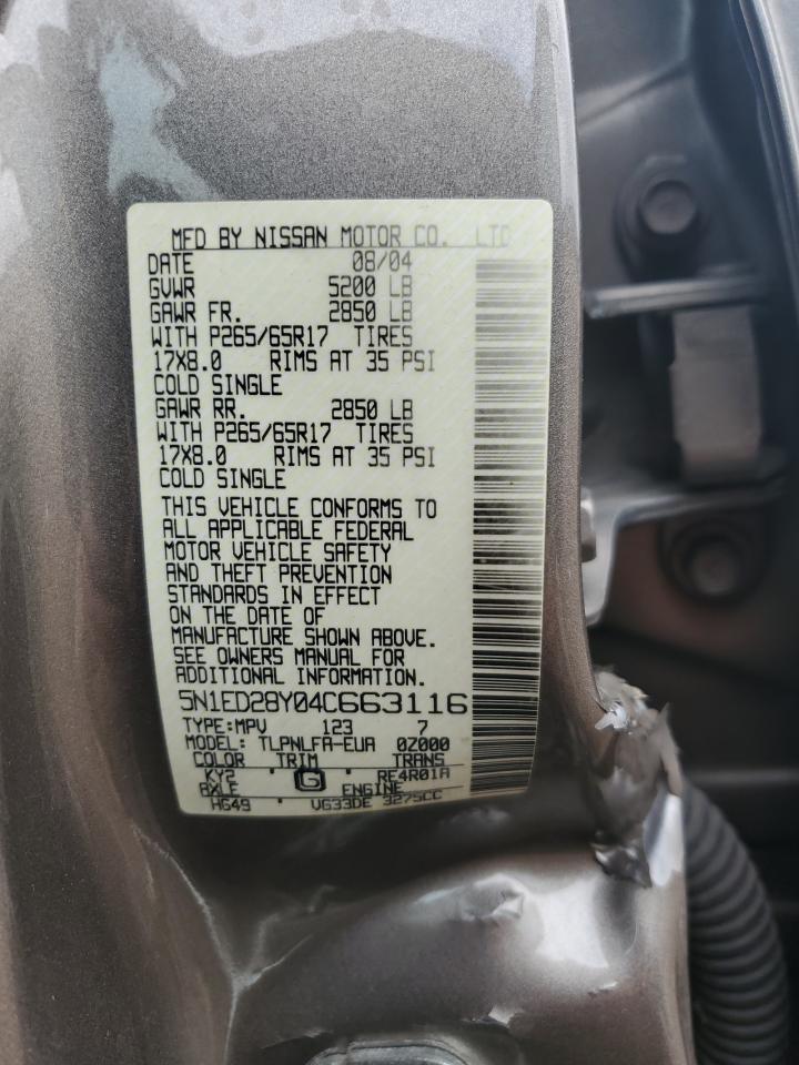 5N1ED28Y04C663116 2004 Nissan Xterra Xe