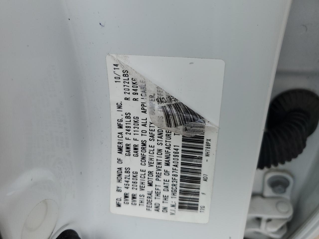 1HGCR3F87FA009641 2015 Honda Accord Exl