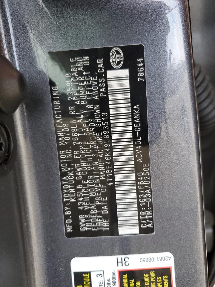 4T1BE46K49U893513 2009 Toyota Camry Base