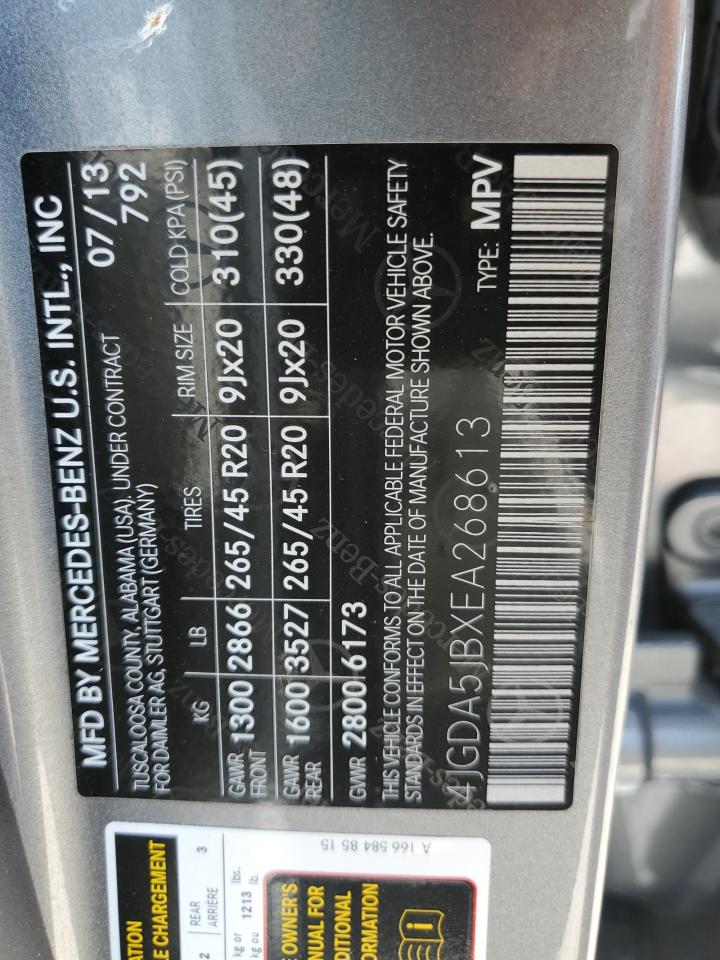 4JGDA5JBXEA268613 2014 Mercedes-Benz Ml 350