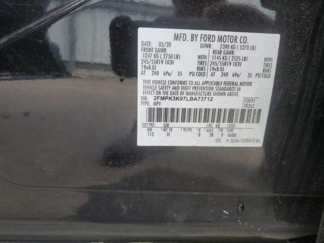 2020 Ford Edge Titanium VIN: 2FMPK3K97LBA73712 Lot: 55686634