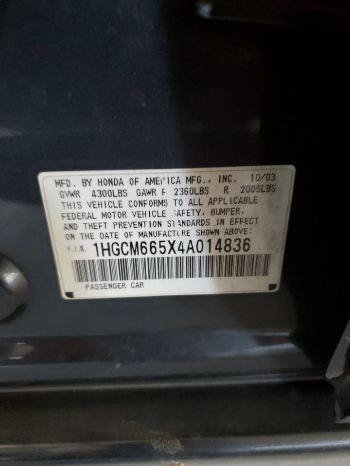 1HGCM665X4A014836 2004 Honda Accord Ex