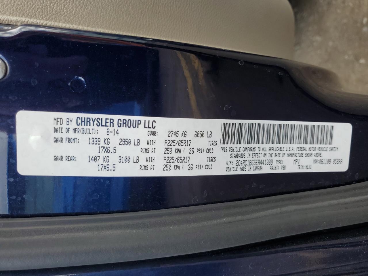 2C4RC1BG5ER441389 2014 Chrysler Town & Country Touring