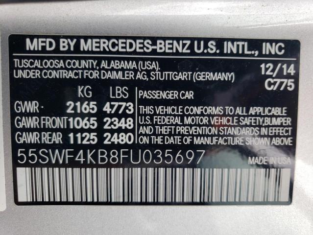 VIN 55SWF4KB8FU035697 2015 Mercedes-Benz C-Class, 3... no.12