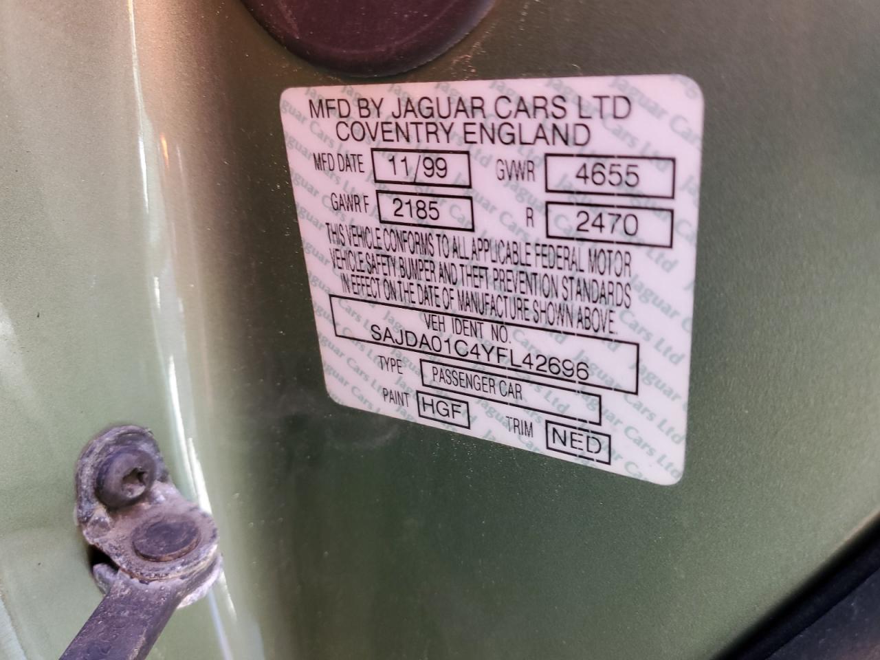 SAJDA01C4YFL42696 2000 Jaguar S-Type