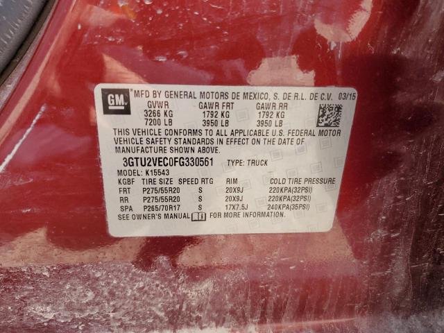 2015 GMC Sierra K1500 Slt VIN: 3GTU2VEC0FG330561 Lot: 56432414