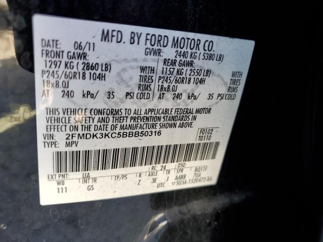 2011 Ford Edge Limited VIN: 2FMDK3KC5BBB50316 Lot: 55735824