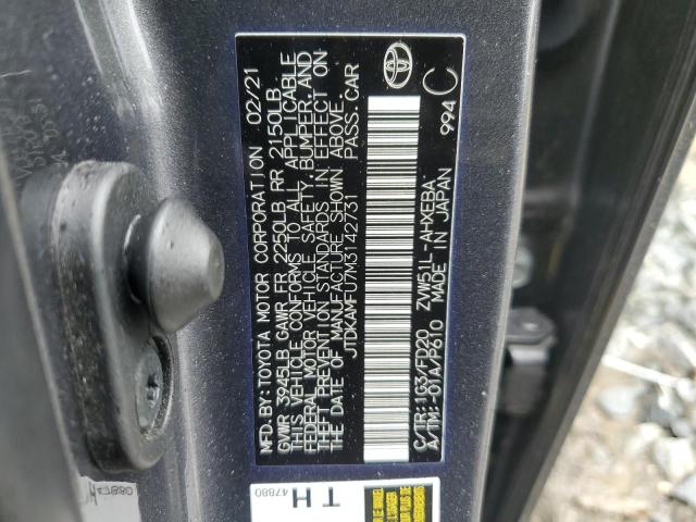 2021 Toyota Prius Special Edition VIN: JTDKAMFU7M3142731 Lot: 54844964