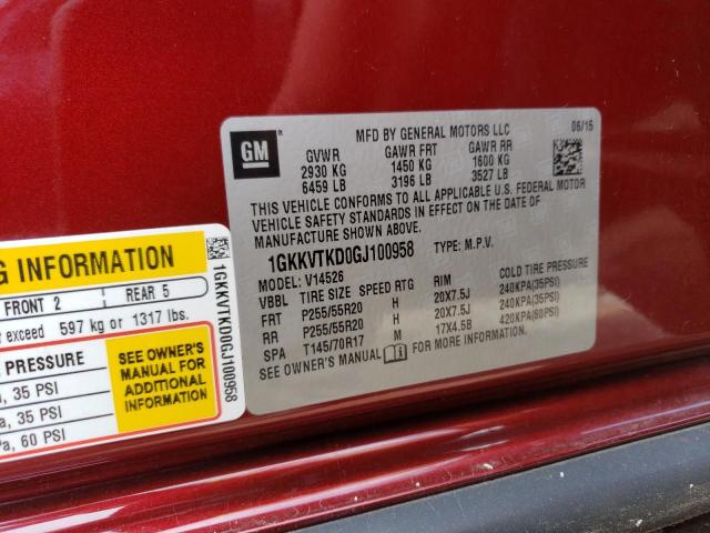 2016 GMC Acadia Denali VIN: 1GKKVTKD0GJ100958 Lot: 56578824